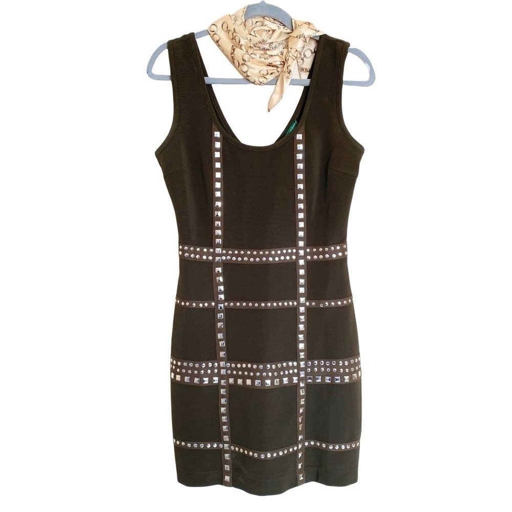 walter by walter baker brown studded bodycon dress Sz S